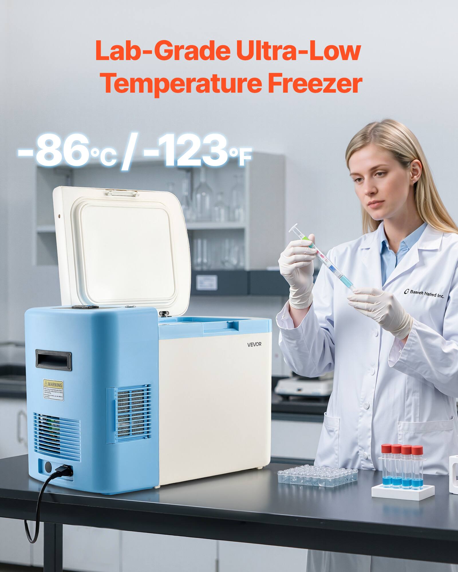 Lab-Grade Ultra-Low Temperature Freezer  
-86°C / -123°F  
Bavexh Trained Inc.  
VEVOR  
UL WARNING