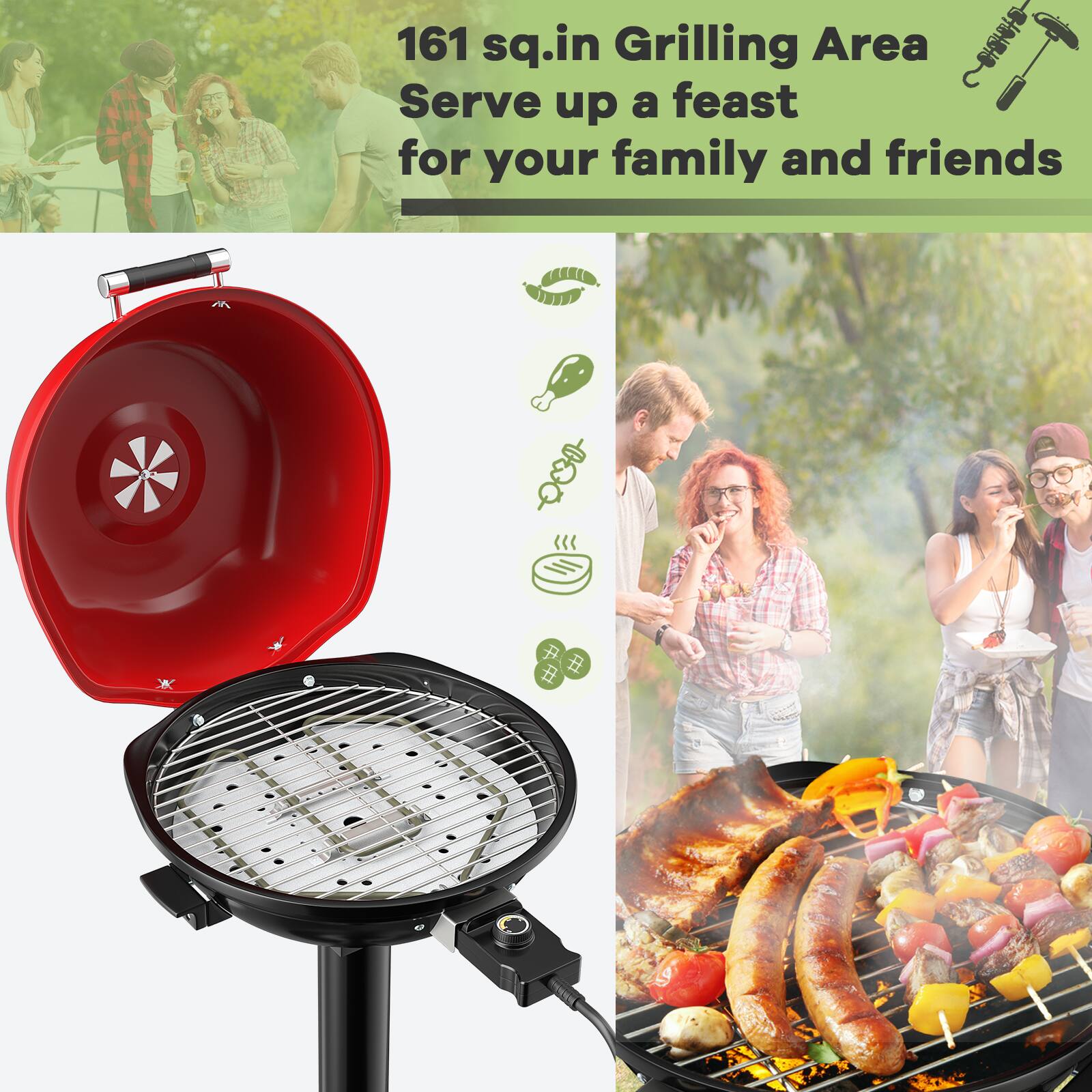 161 sq.in Grilling Area
Serve up a feast for your family and friends