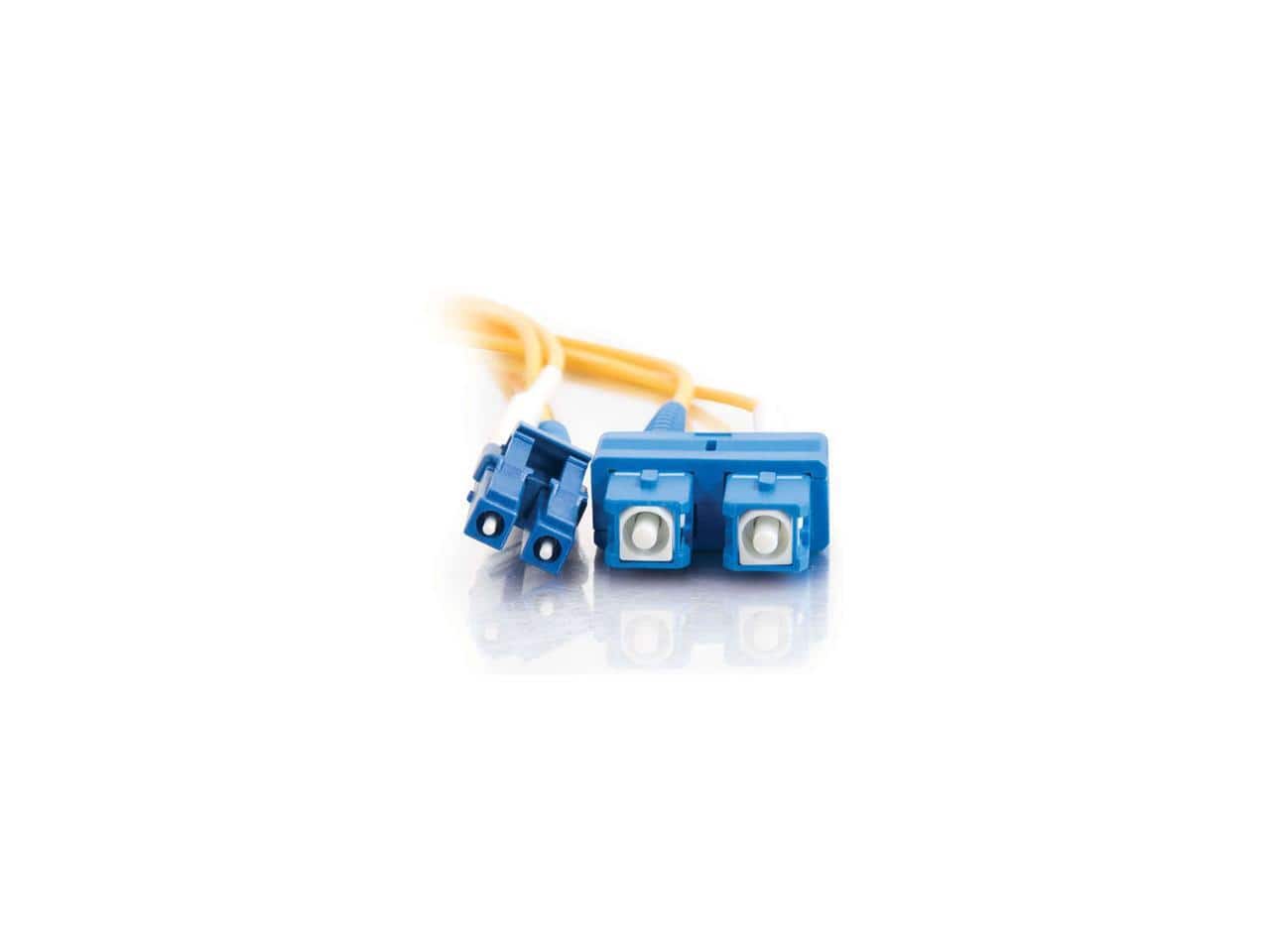Cables to Go - C2G 28950 OS2 Fiber Optic Cable - LC-SC 9/125 Duplex Single-Mode PVC Fiber Cable, Yellow (16.4 Feet, 5 Meters)