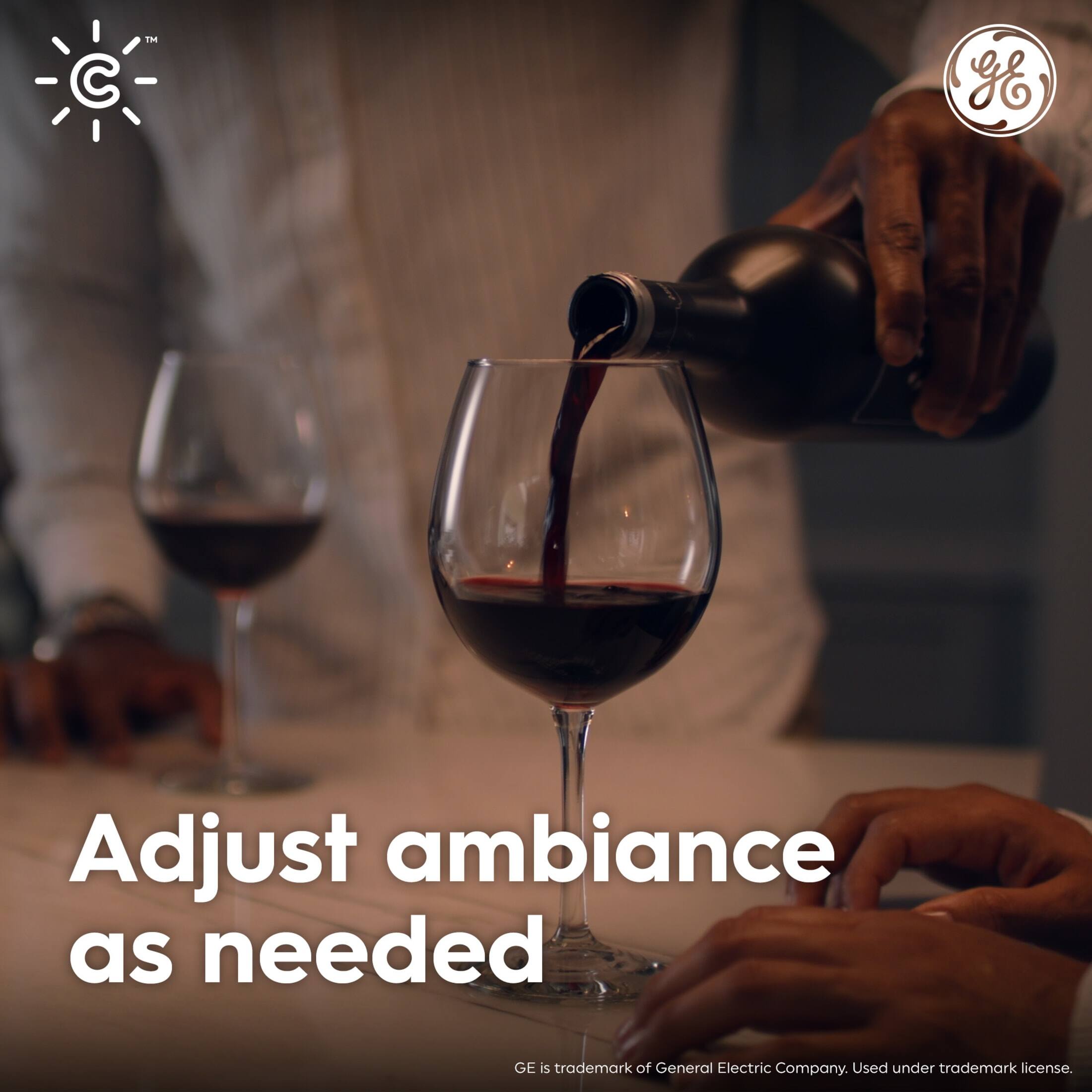 Adjust ambiance as needed

GE is trademark of General Electric Company. Used under trademark license.