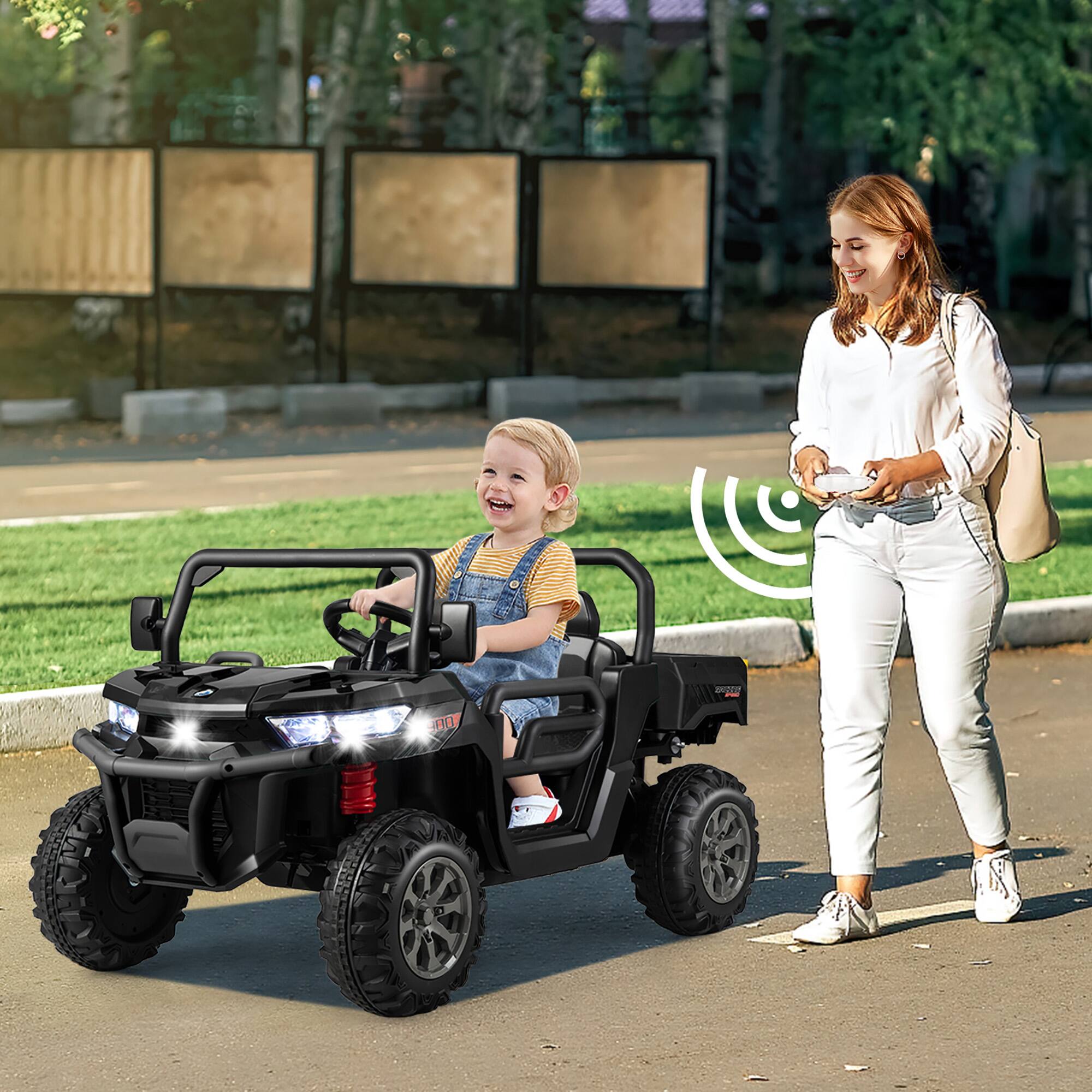Alt View 3. Gymax - Gymax 24V Kids Ride On Dump Truck 2-Seater Electric Truck w/ Remote Control Black - Black.