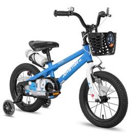 JOYSTAR - Pluto 14" Kids Bike with Light Up Training Wheels, Kids' Bicycle for Boys Girls Ages 3-5, Children Bikes - Blue