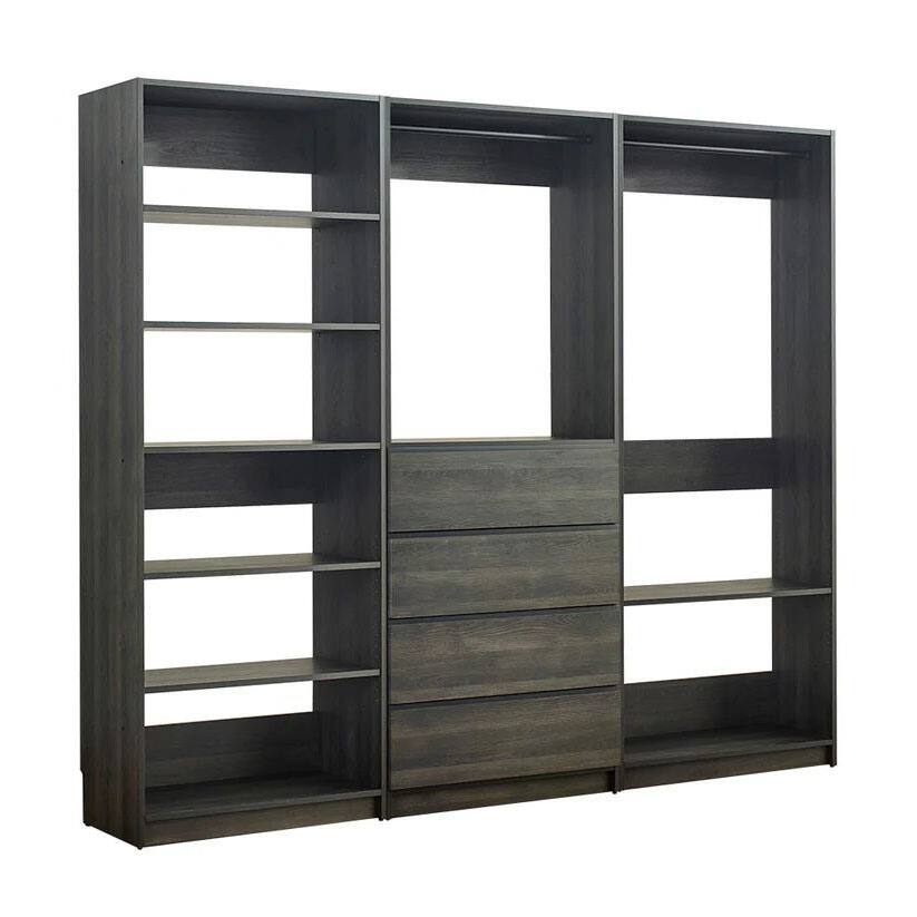 Front. Manhattan Lane - Dee Walk In Closet, Modular Freestanding Storage 9 Shelf 2 Rods Black - Black.