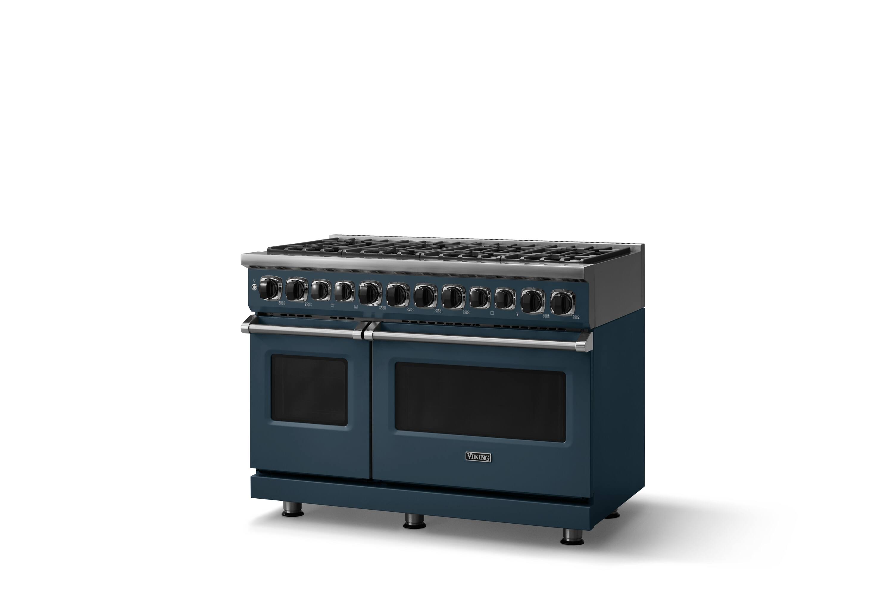 Angle. Viking - 48 in. Wide 8 Burner Dual Fuel Sealed Burner Range - Squall.