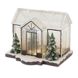 BreeBe - LED Winter Greenhouse Display 10"L - White, Brown