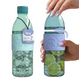 Copco - Hydra Water Bottle Set of 2, 16.9 oz, BPA-Free Tritan, Leak Proof - Blue/Purple