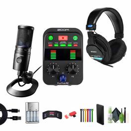 Zoom - PodTrak P2 Podcast Recorder, Sony MDR-7506 Stereo Headphones, Bundle