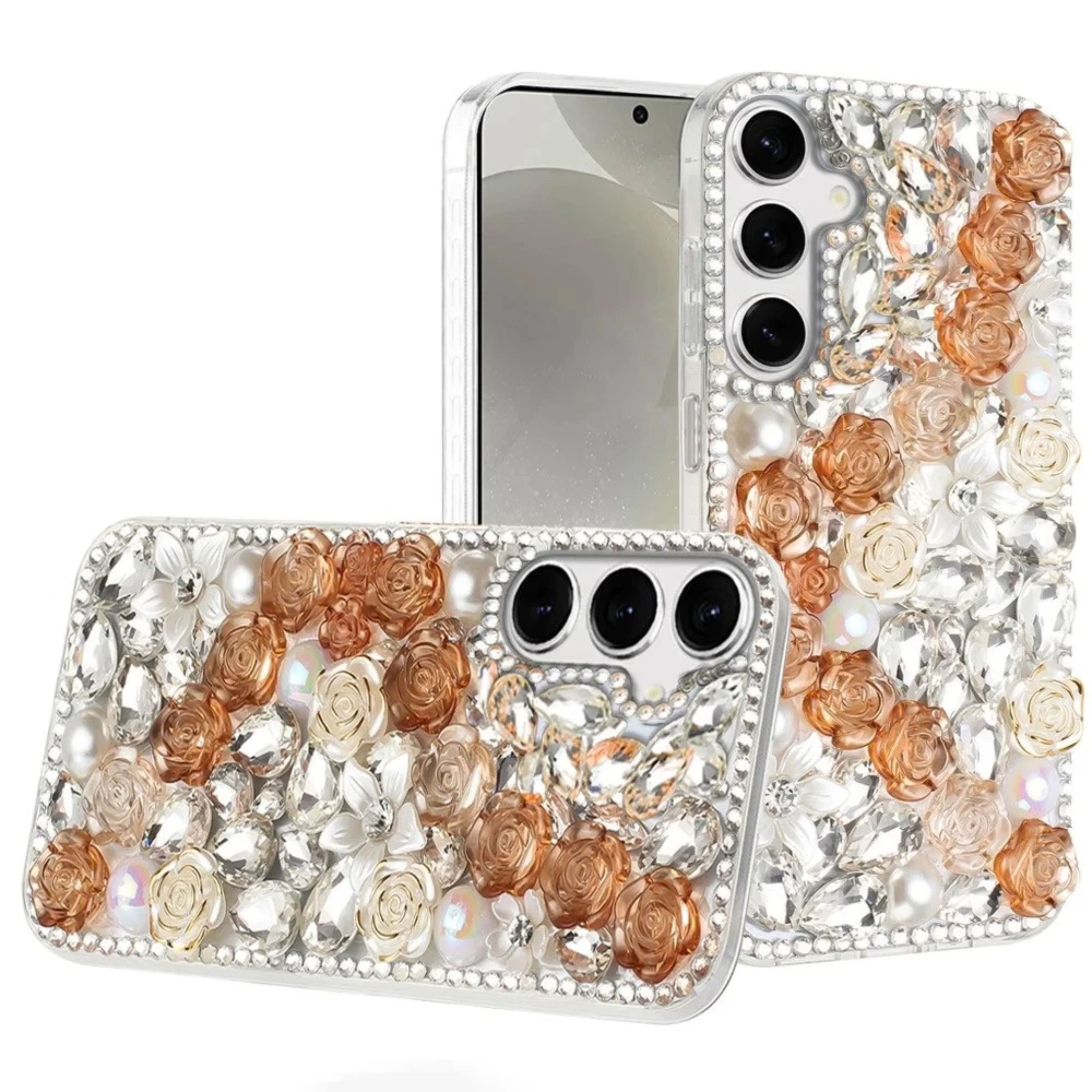 Kitcheniva - Full Rhinestone 3D Rose Bling Cover Plus Tempered Glass For Samsung S25 Plus/S24 Plus - Gold price history on PriceWatchPro