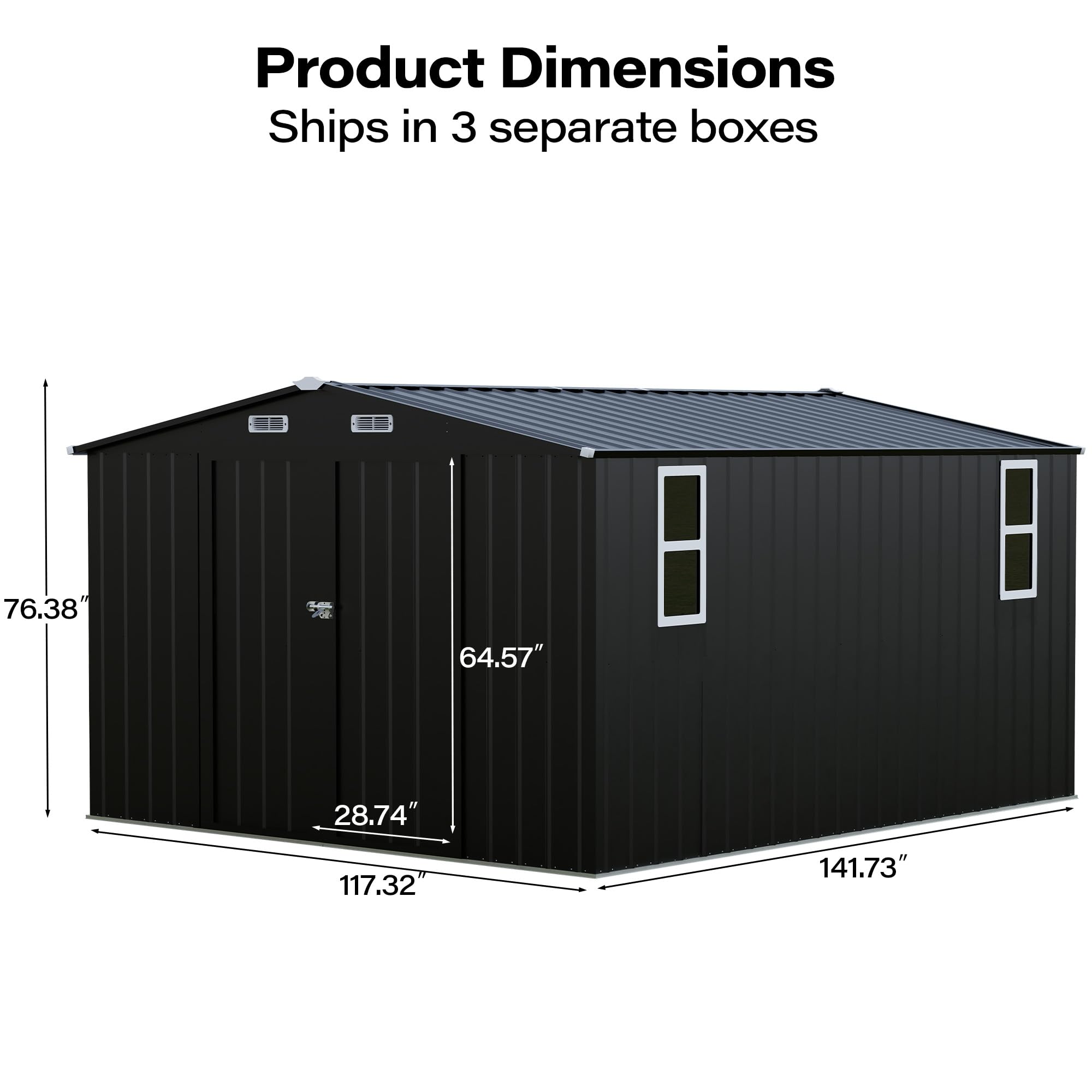 Product Dimensions Ships in 3 separate boxes

76.38"
64.57"
28.74"
117.32"
141.73"
