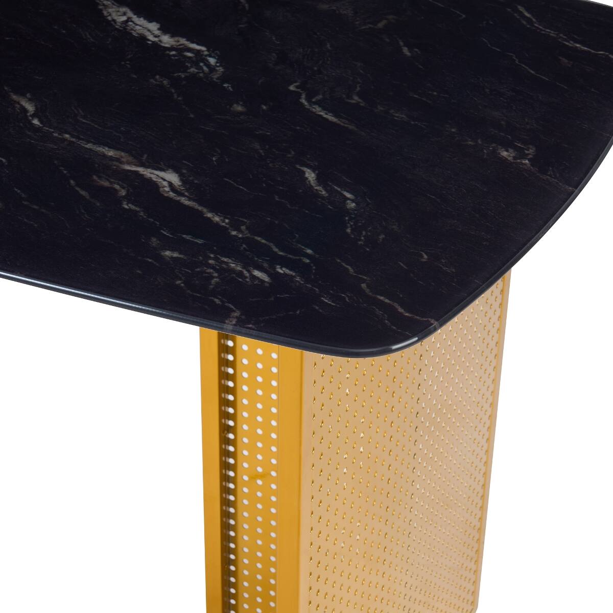 Loheer Rectangular Tempered Glass Dining Table for 6 with Marble ...