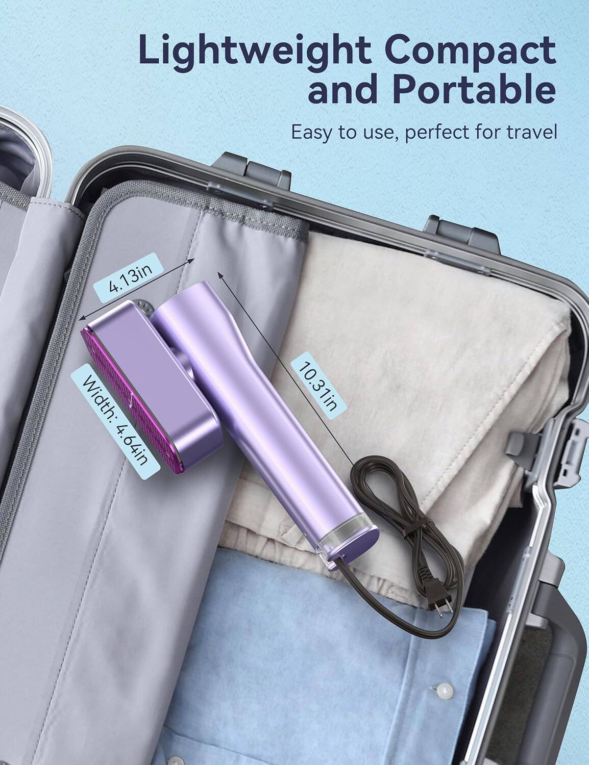 Lightweight Compact and Portable  
Easy to use, perfect for travel  

4.13in  
Width: 4.64in  
10.31in