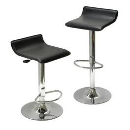 Hivvago - Set of 2 Modern Air-Lift Adjustable Bar Stools with Seat - Black