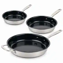Alva - Maestro 3-Piece Nonstick Stainless Steel Frying Pan Set - Black
