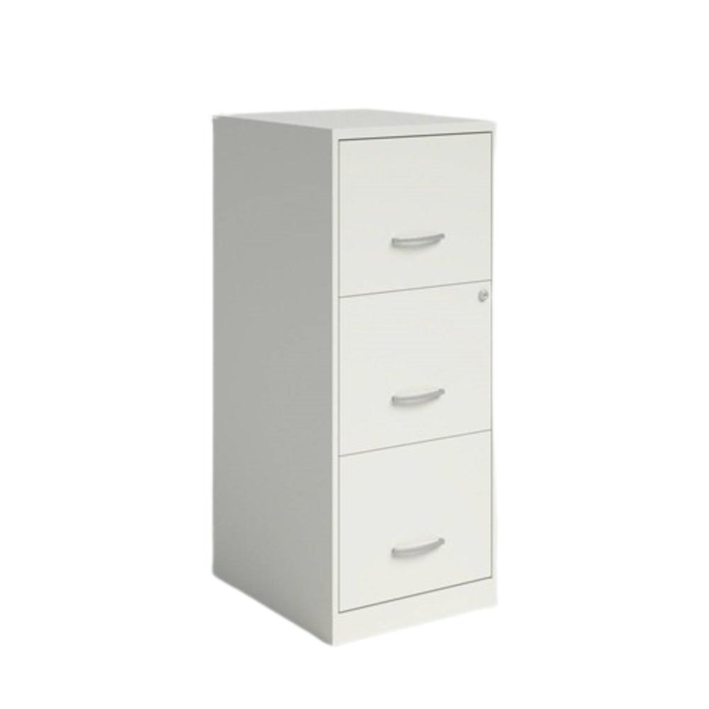 Hivvago - Metal 3-Drawer Vertical File Cabinet with 2 Locking Drawers - White