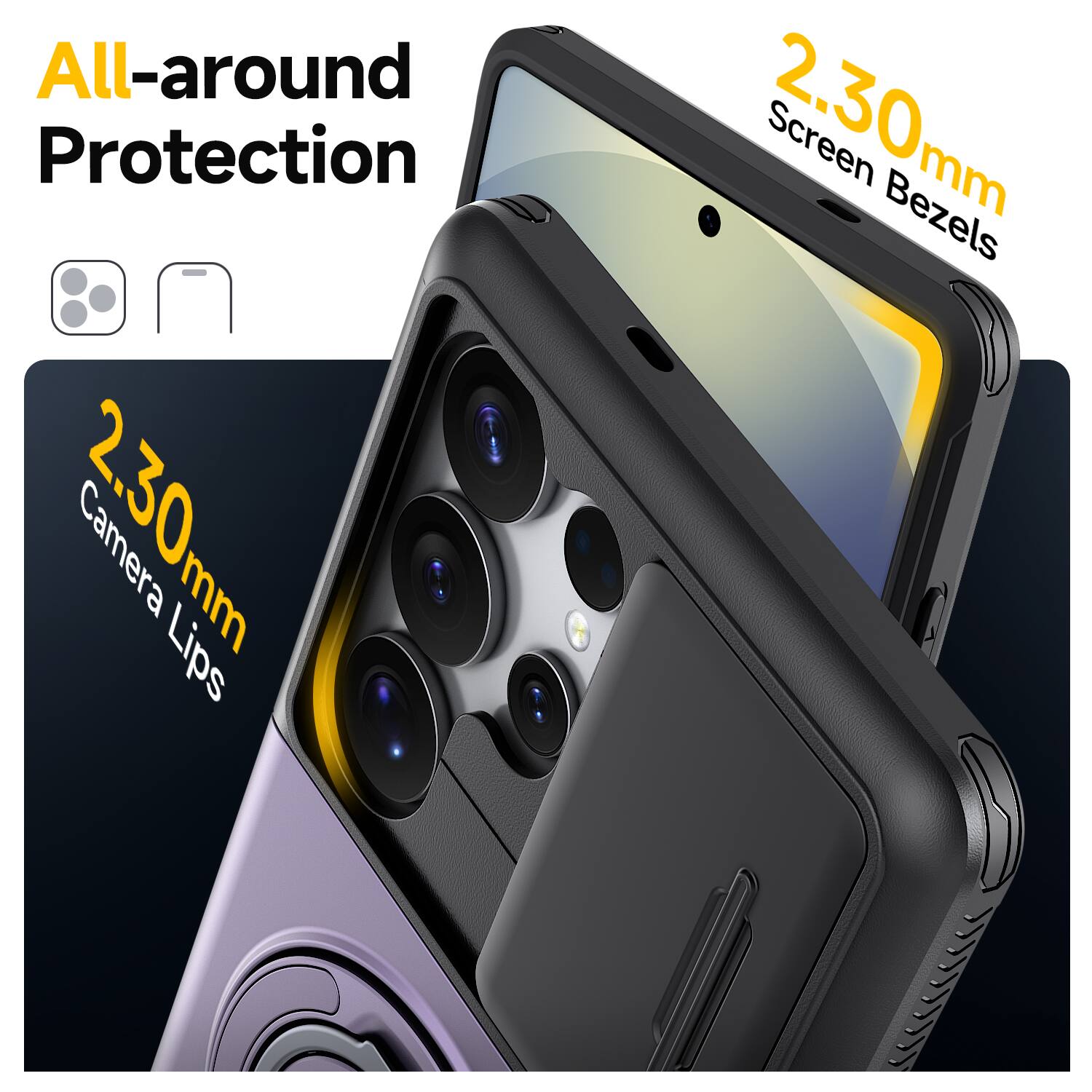 All-around Protection  
2.30mm Camera Lips  
2.30mm Screen Bezels