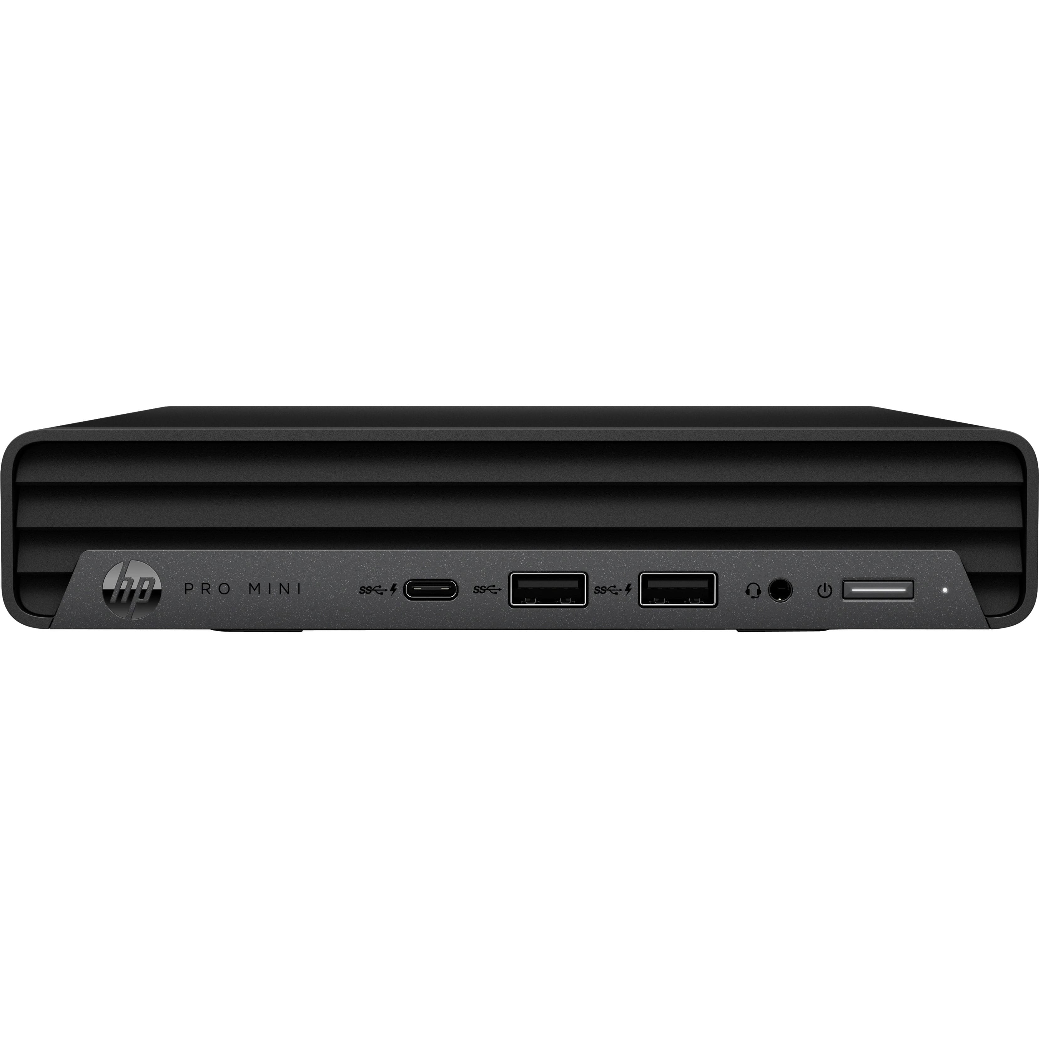 Front. HP - Pro Mini 400 G9 Desktop - Intel i5-12500T - 8 GB Memory - 256 GB SSD - Black.
