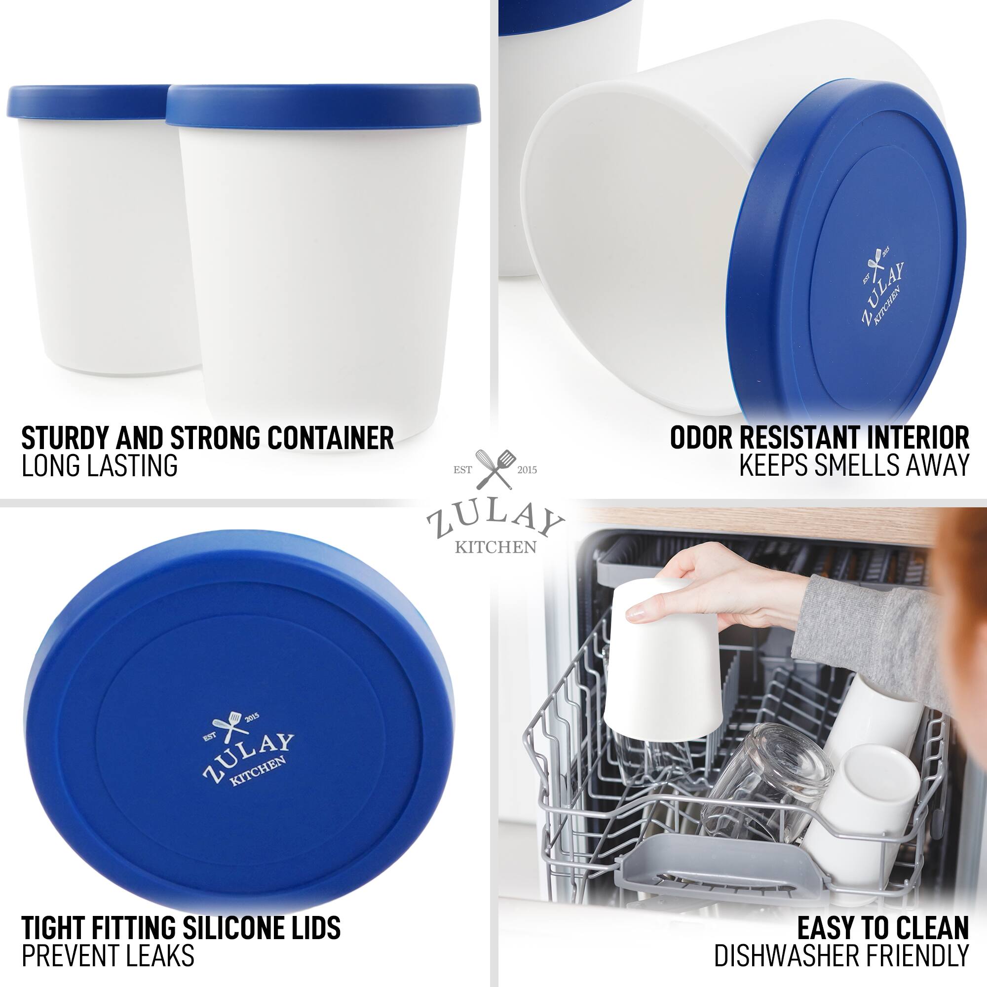 - STURDY AND STRONG CONTAINER
  LONG LASTING

- ODOR RESISTANT INTERIOR
  KEEPS SMELLS AWAY

- TIGHT FITTING SILICONE LIDS
  PREVENT LEAKS

- EASY TO CLEAN
  DISHWASHER FRIENDLY