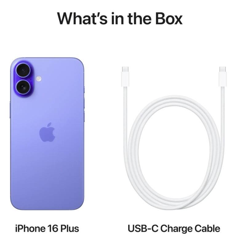 What's in the Box

iPhone 16 Plus

USB-C Charge Cable