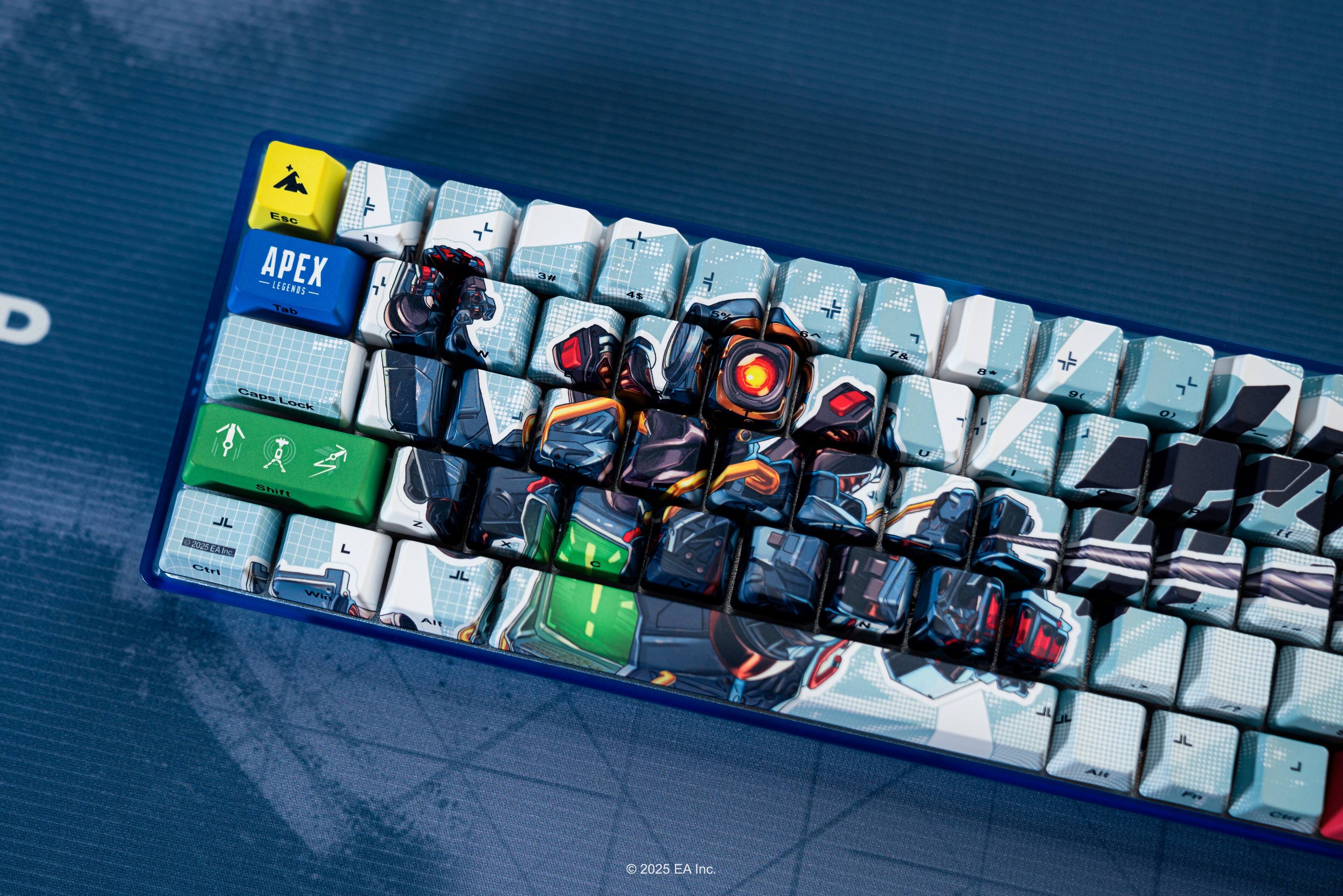 The text on the image reads: "D Esc I AE LEGENOS Tab Cape Look I 7 3 W 4   T g4 7  a  91  0 U JL 02 A RID shift L Wi Z JL K S u AI 2 JL Alt JL  4 CHi  2025 EA Inc."

The text is a combination of letters, numbers, and symbols, which suggests that it could be a code, a keyboard layout, or a description of a keyboard. However, without more context, it is difficult to determine the exact purpose of this text.