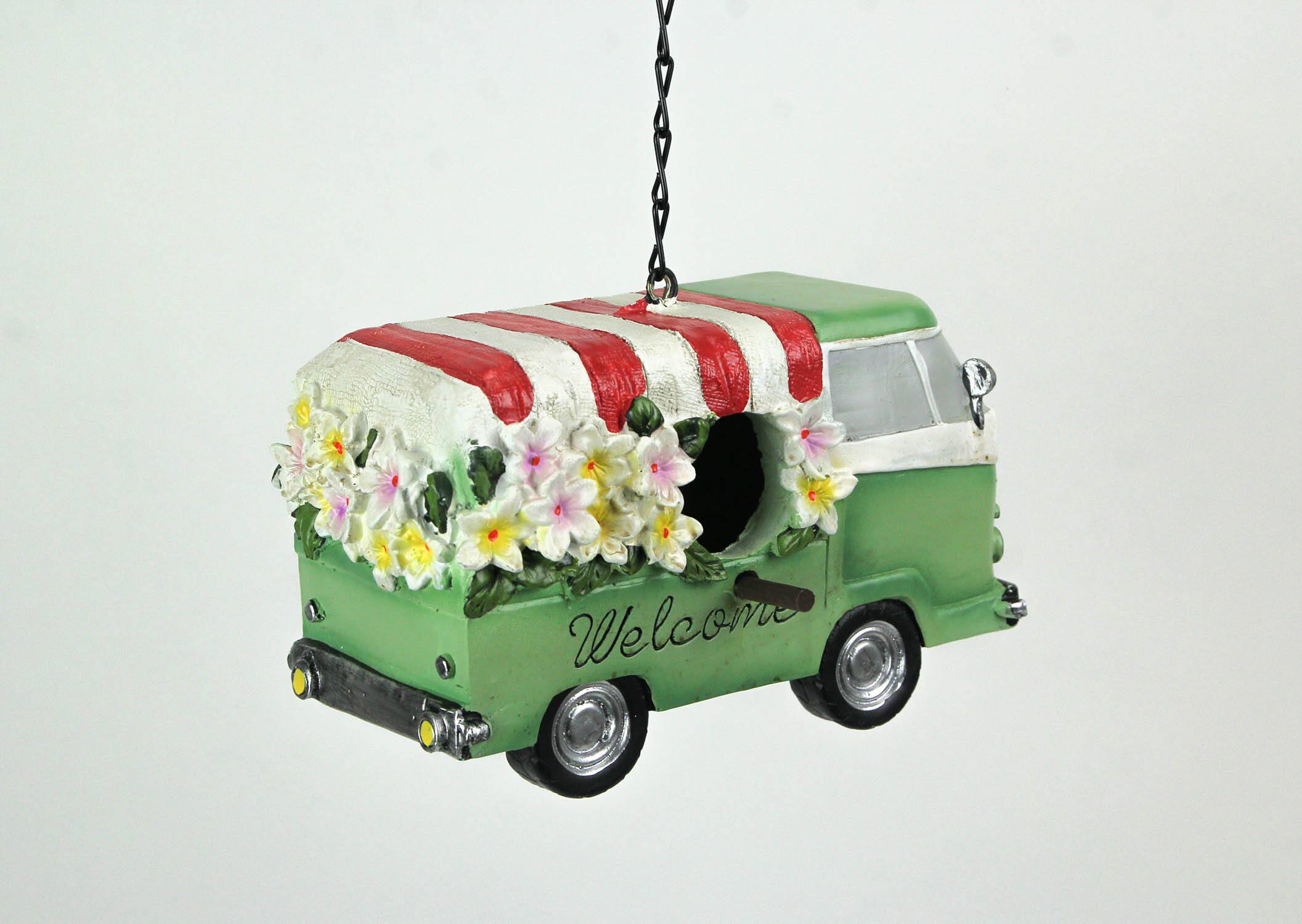 Alt View 1. Things2Die4 - Rustic Country Flower Power Van Birdhouse for Small Birds - Multicolored.
