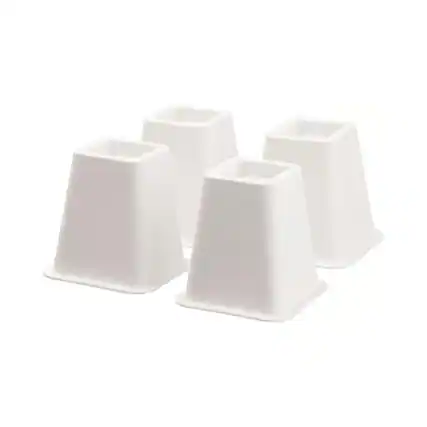 Front. Home It - 5 to 6 Inch Bed Frame Risers Durable Furniture Risers for Bed, Table, Couch & Chair White Plastic, Set of 4 Bed Lifts - White.