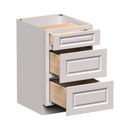 Boyel Living - 21-in W x 34.5-in H x 24-in D Shaker 3-Drawer Kitchen Base Cabinet with Soft-Close Slides - Glacier White