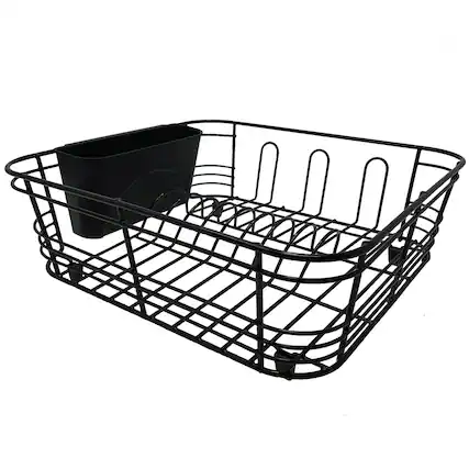 Front. Better Houseware - 2-Piece Dish Drainer Set - Black.