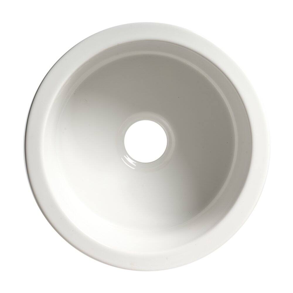 Alt View 6. Alfi - ALFI brand White Round 18 x 18 Undermount / Drop In Fireclay Prep Sink - White.
