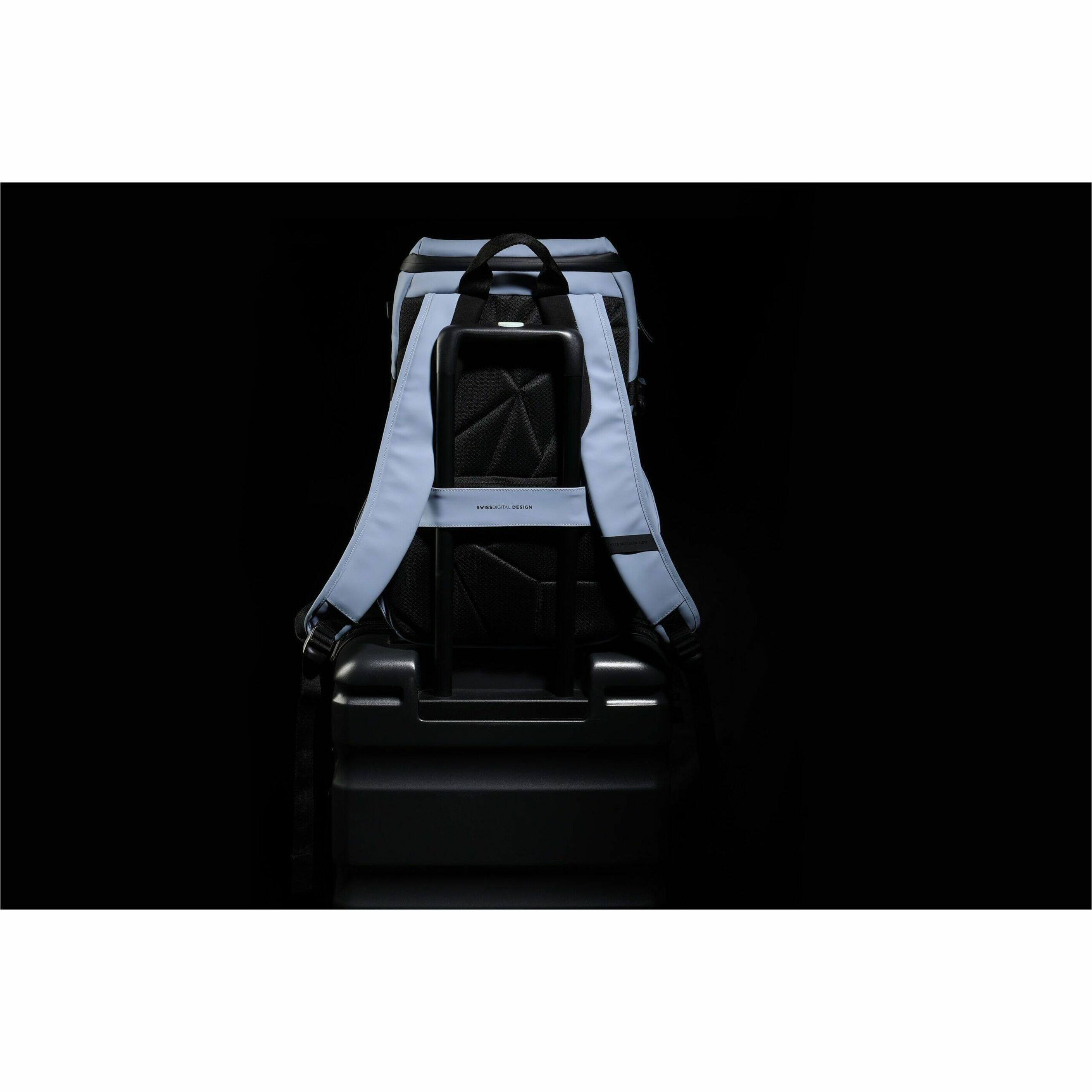 Alt View 34. Swissdigital Design - LAMONE L LED TSA-Friendly Water-Resistant Backpack With USB Charging Port  RFID Protection and Fits Up to 16″ Laptop - Light Blue.