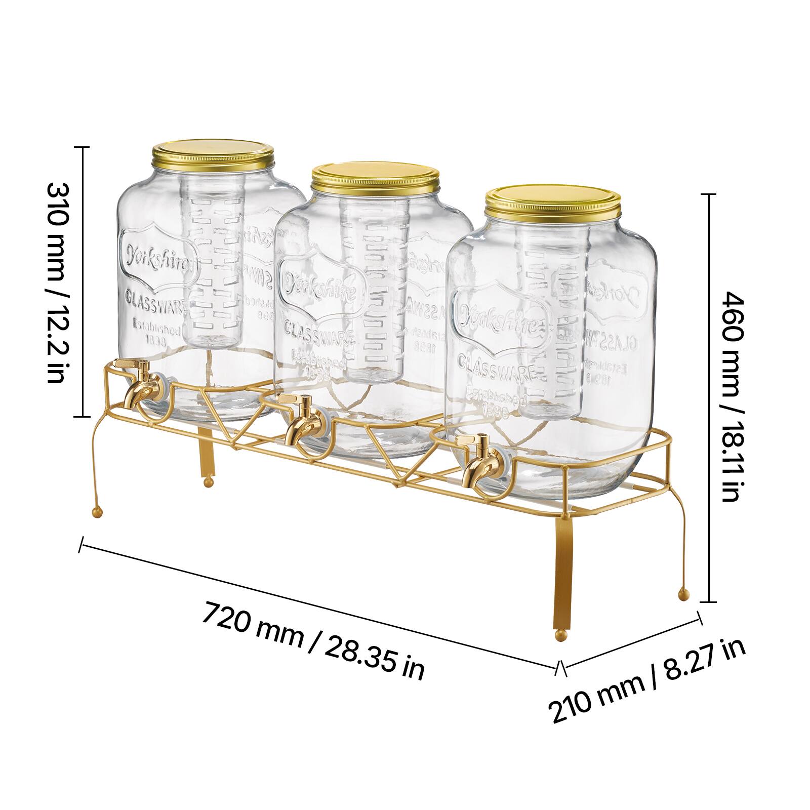 310 mm / 12.2 in  
720 mm / 28.35 in  
460 mm / 18.11 in  
210 mm / 8.27 in  

Yorkshire CLASSWARE  
Established 1858  
Lambshugh 13e