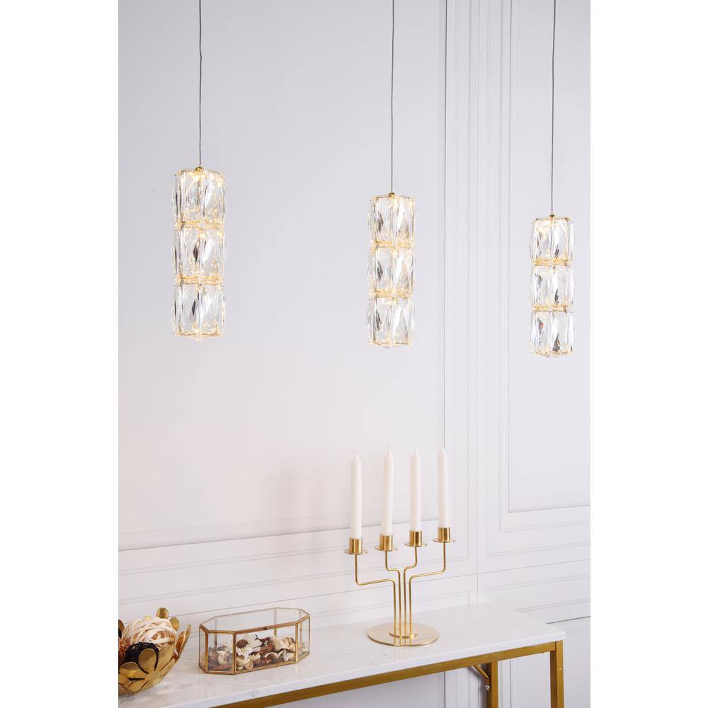 Alt View 2. Elegant Lighting - Polaris LED light gold Pendant Clear Royal Cut Crystal - Gold.