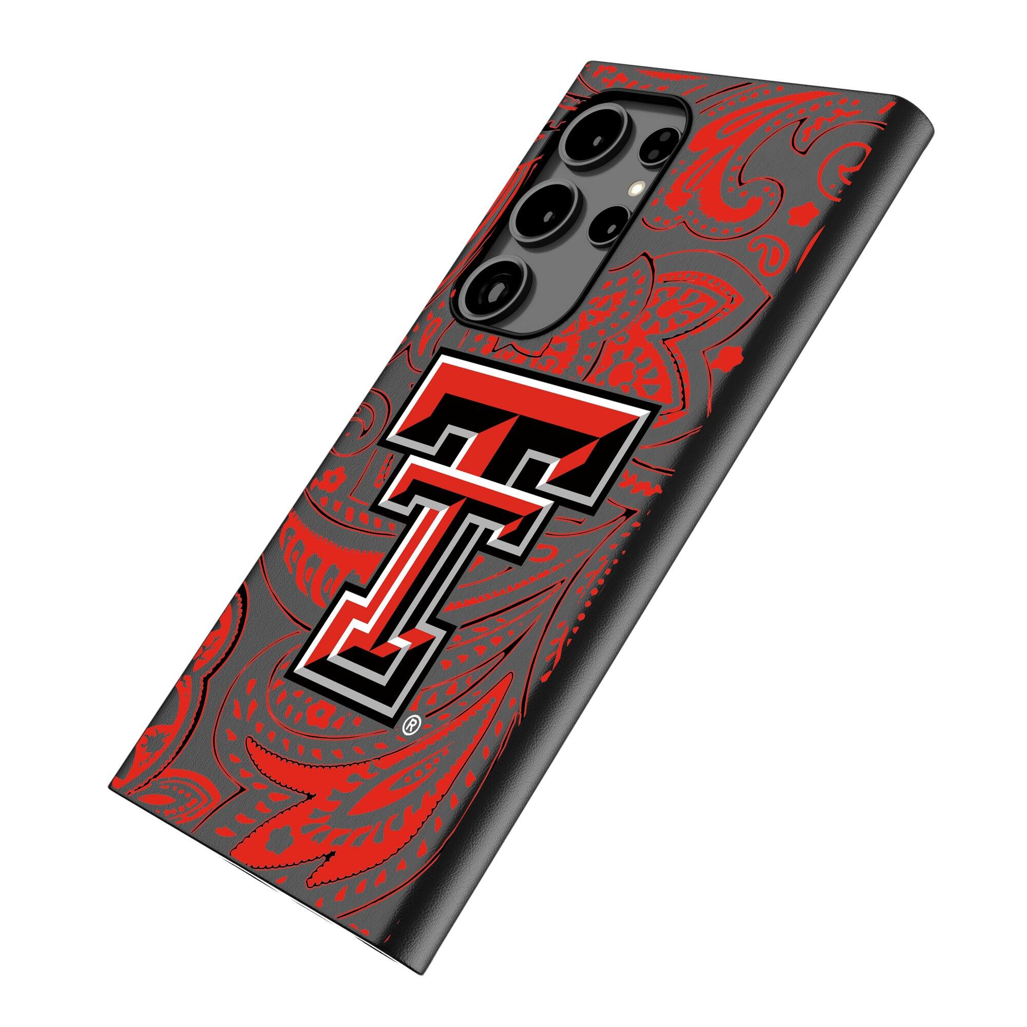 Alt View 1. Keyscaper - Texas Tech Red Raiders Paisley Galaxy Magnetic Bump Case - S25 Ultra - Black.