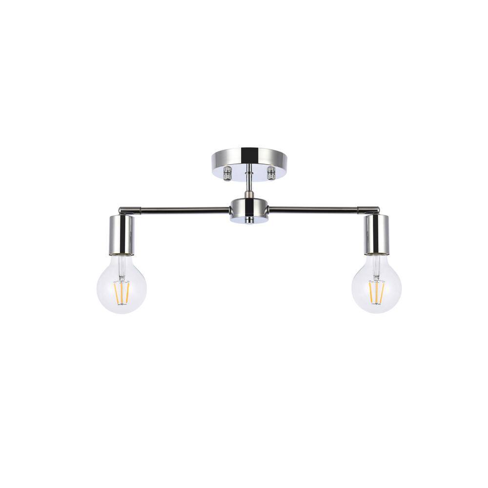 Alt View 1. Living District - Zane 2 lights chrome flush mount - Chrome.