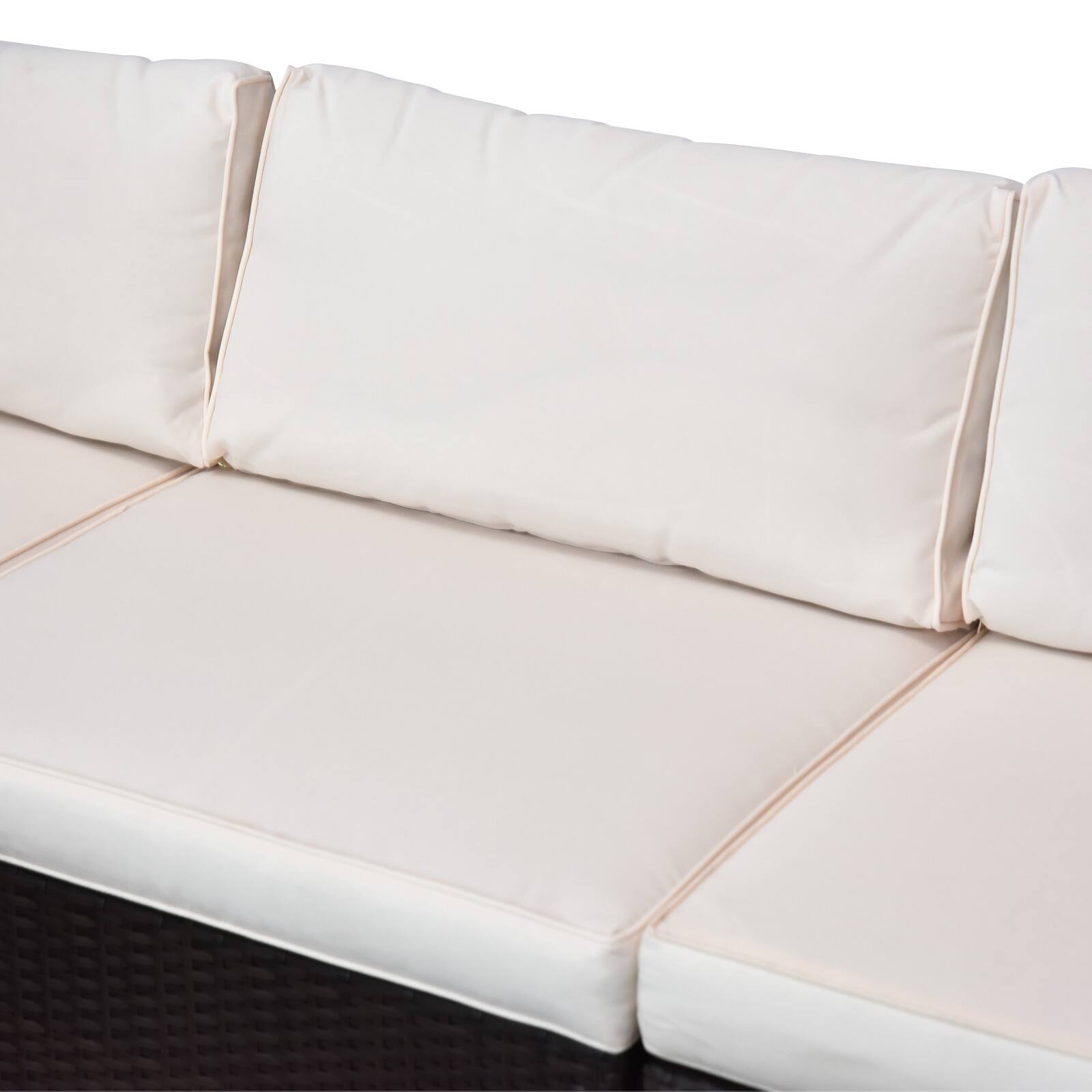 Alt View 8. Outsunny - 5-Piece Patio Furniture Set with Cushions, Outdoor PE Rattan Wicker Sofa Set, Sectional Furniture with Pillows - Brown/Cream white.