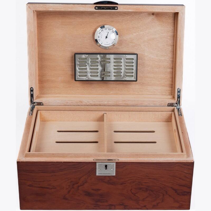 Back. Prestige - Preston Bubinga Cigar Humidor - ltra Deep Lacquer Bubinga Finish.