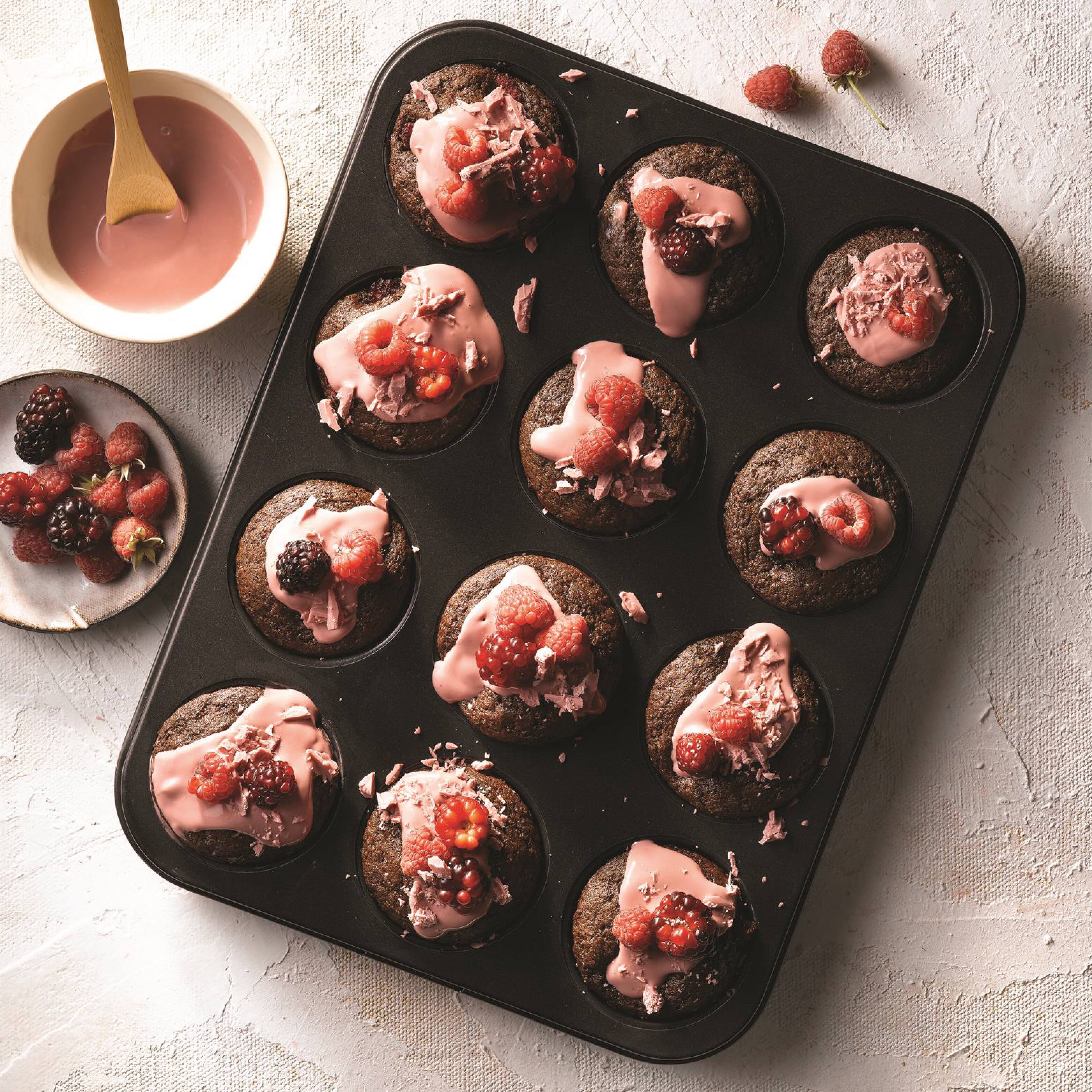 Back. Baker's Secret - Baker's Secret Non-stick 12 Cup Muffin Pan 11"x15.7" Advanced Collection Carbon Steel - Dark Grey.