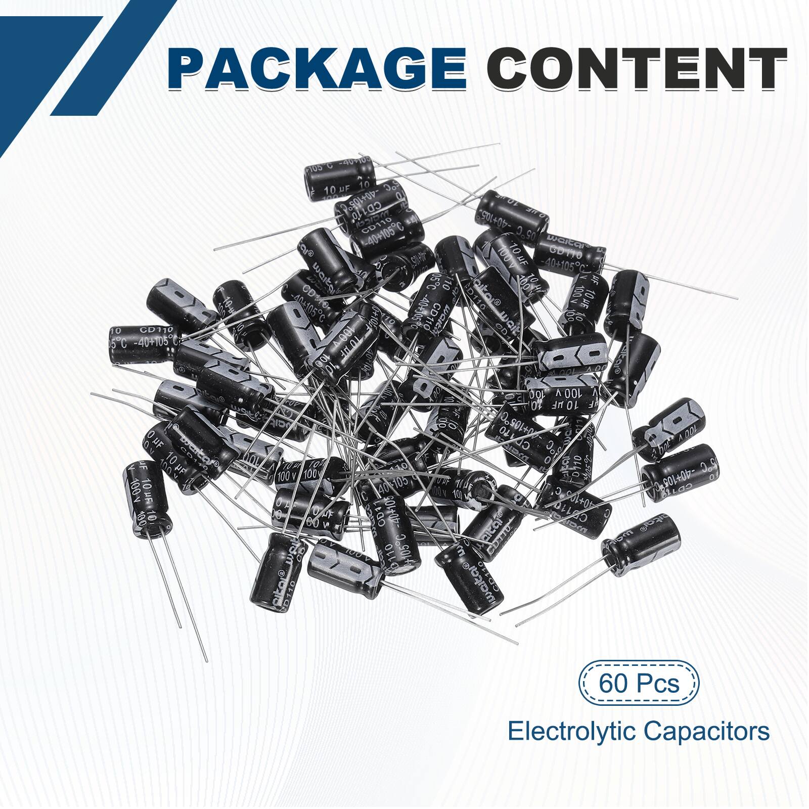 PACKAGE CONTENT

- 60 Pcs Electrolytic Capacitors

- 100V 10µF 1000µF 100µF 10µF 100µF 100µF 10µF 10µF 10µF 10µF 10µF 10µF 10µF 10µF 10µF 10µF 10µF 10µF 10µF 10µF 10µF 10µF 10µF 10µF 10µF 10µF 10µF 10µF 10µF 10µF 10µF 10µF 10µF 10µF 10µF 10µF 10µF 10µF 10µF 10µF 10µF 10µF 10µF 10µF 10µF 10µF