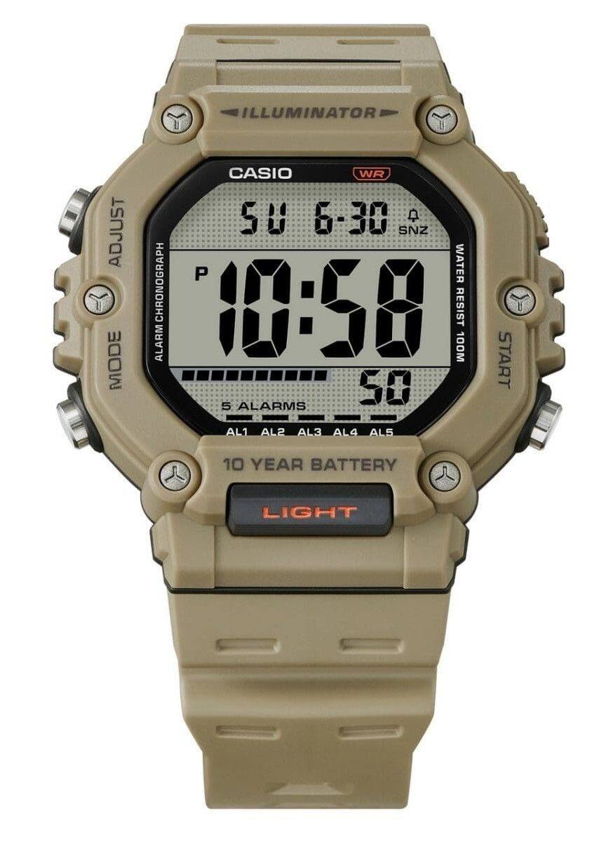 ILLUMINATOR ADJUST MODE CASIO WR 5U 6-30 SNZ CHRONOGRAPH P WATER RESIST 10:58 50 100M 5 ALARMS AL1 AL2 AL3 AL4 AL5 START 10 YEAR BATTERY LIGHT