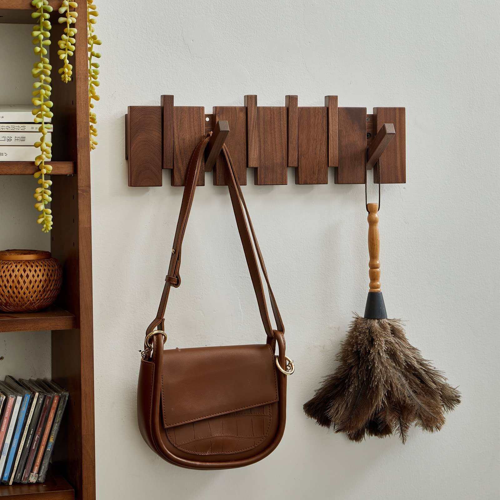 HM 1810 Wood Wall Mounted Coat Rack Flip Down Wall mount Hook Racks ...