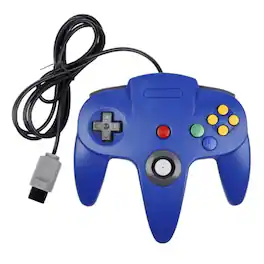 Stock Preferred - Wired Controller Joystick for Nintendo 64 (N64) Console - Blue