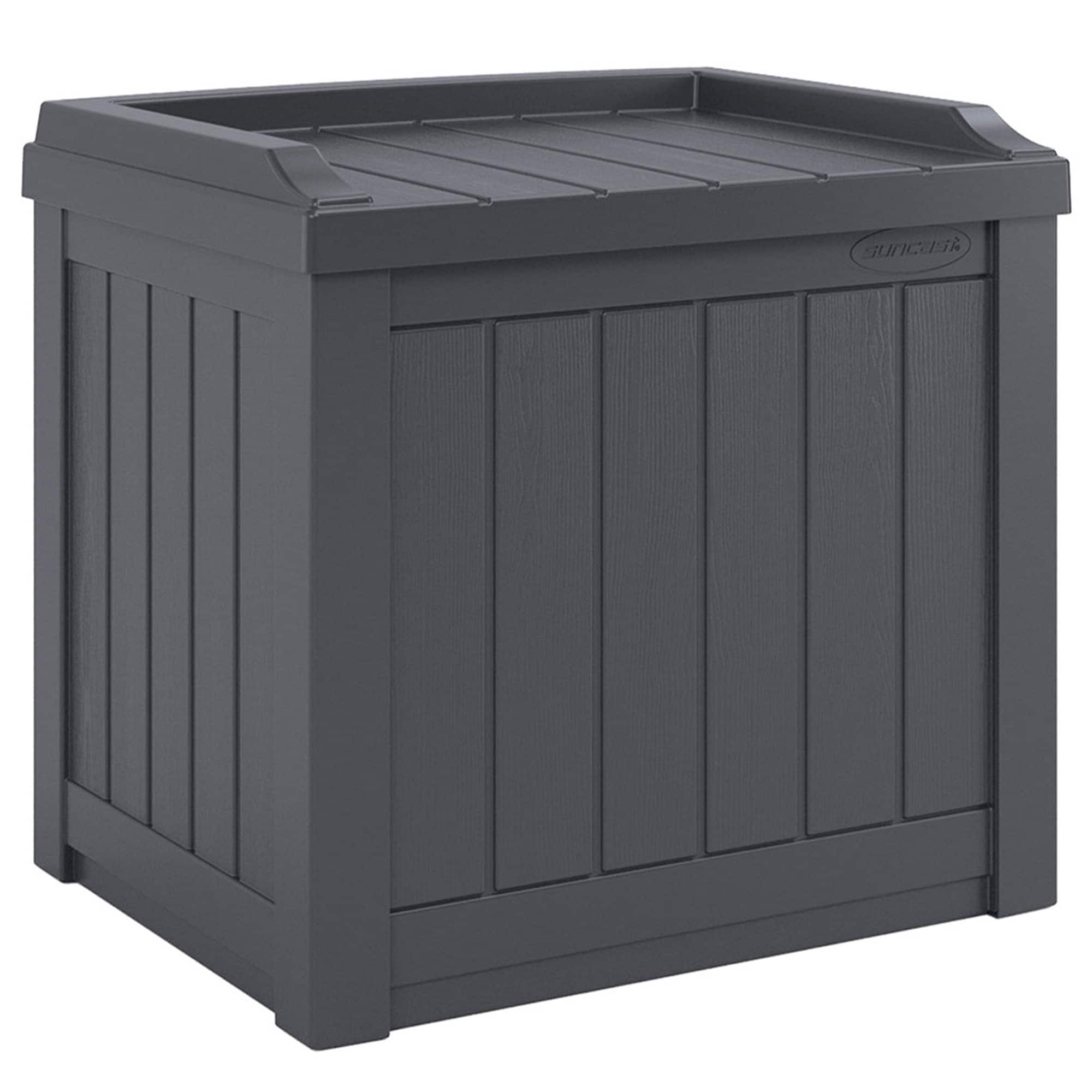 Suncast - 22 Gallon Outdoor Patio Small Deck Box with Storage Seat - Cyberspace