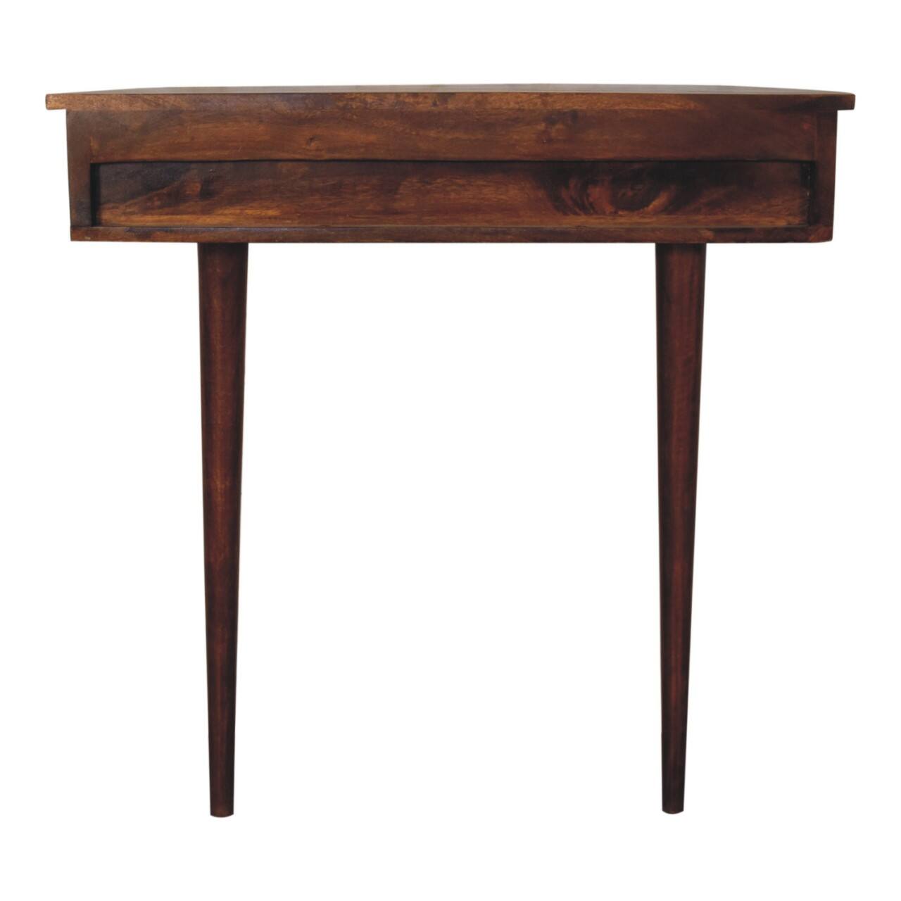 Alt View 7. Artisan Furniture - Artisan Furniture Backless Mounted Chestnut Console, Nordic Style, 1 Drawer - Dark Brown.