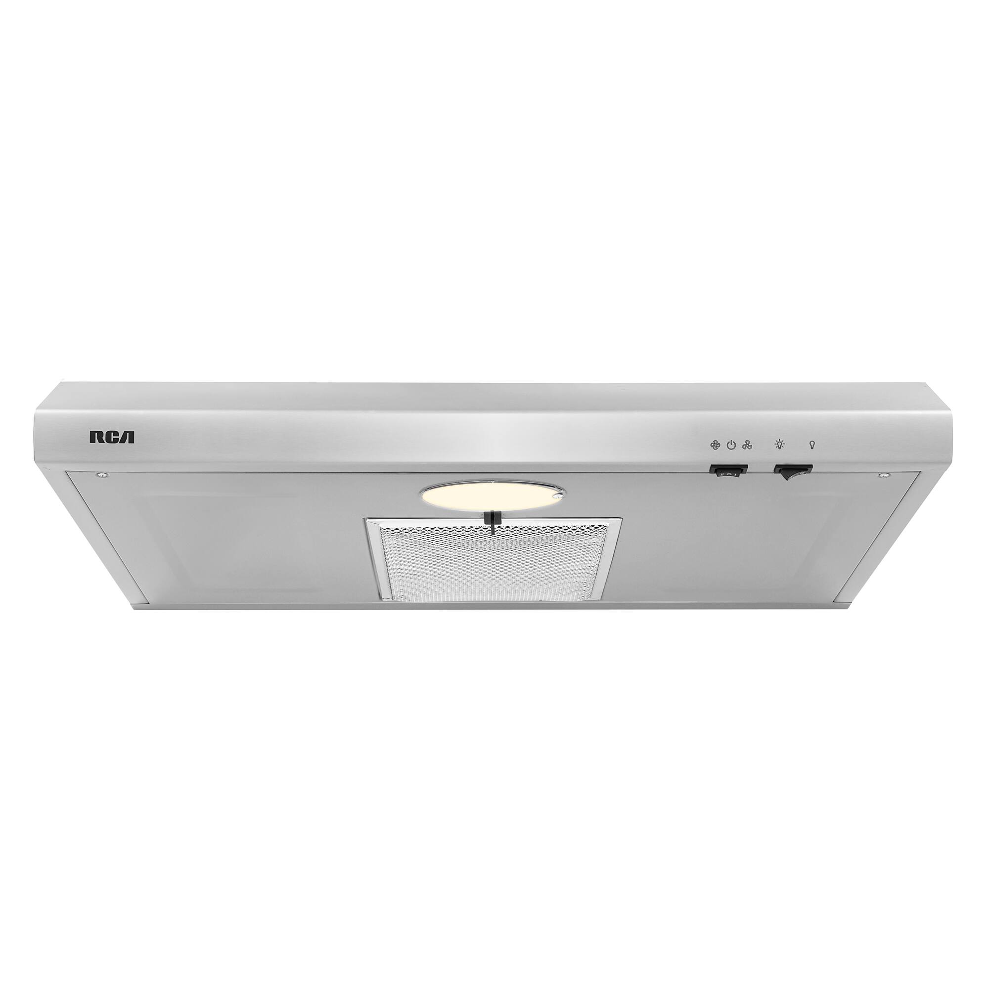 Front. RCA - R-RHUCC30SSS 30 in. Century Collection Ductless 160 CFM Under Cabinet Range Hood, Reusable Filter, Light - Stainless Steel.
