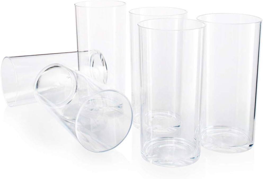 Angle. Home It - Acrylic Tumblers Set of 6 – 20 oz Crystal Clear Shatterproof Drinking Glasses – Durable, Lightweight, Dishwasher - Clear.