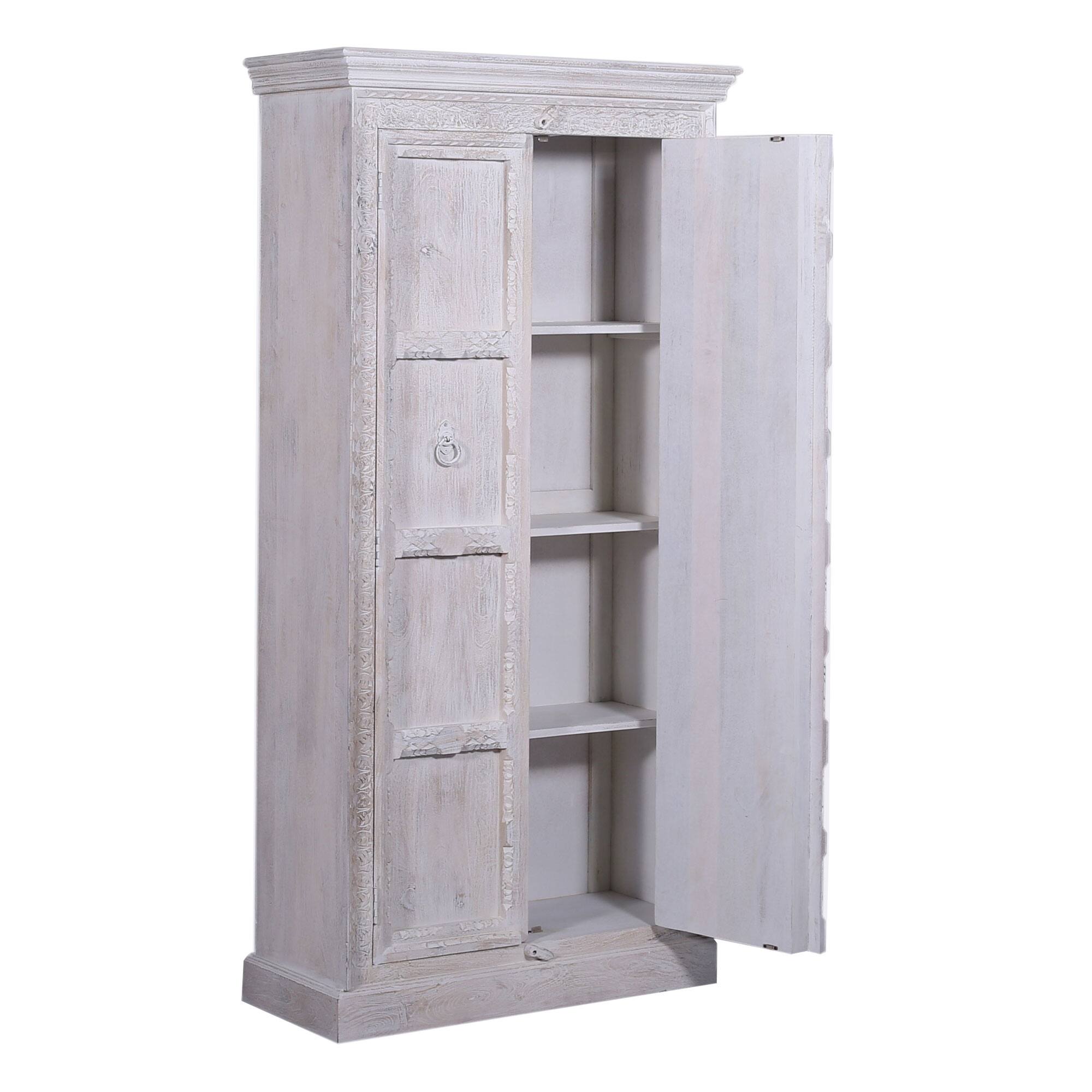 Alt View 2. Maven Lane - Maven Lane Mahala Handmade Heritage Wooden Cabinet in White Distressed Finish - White.