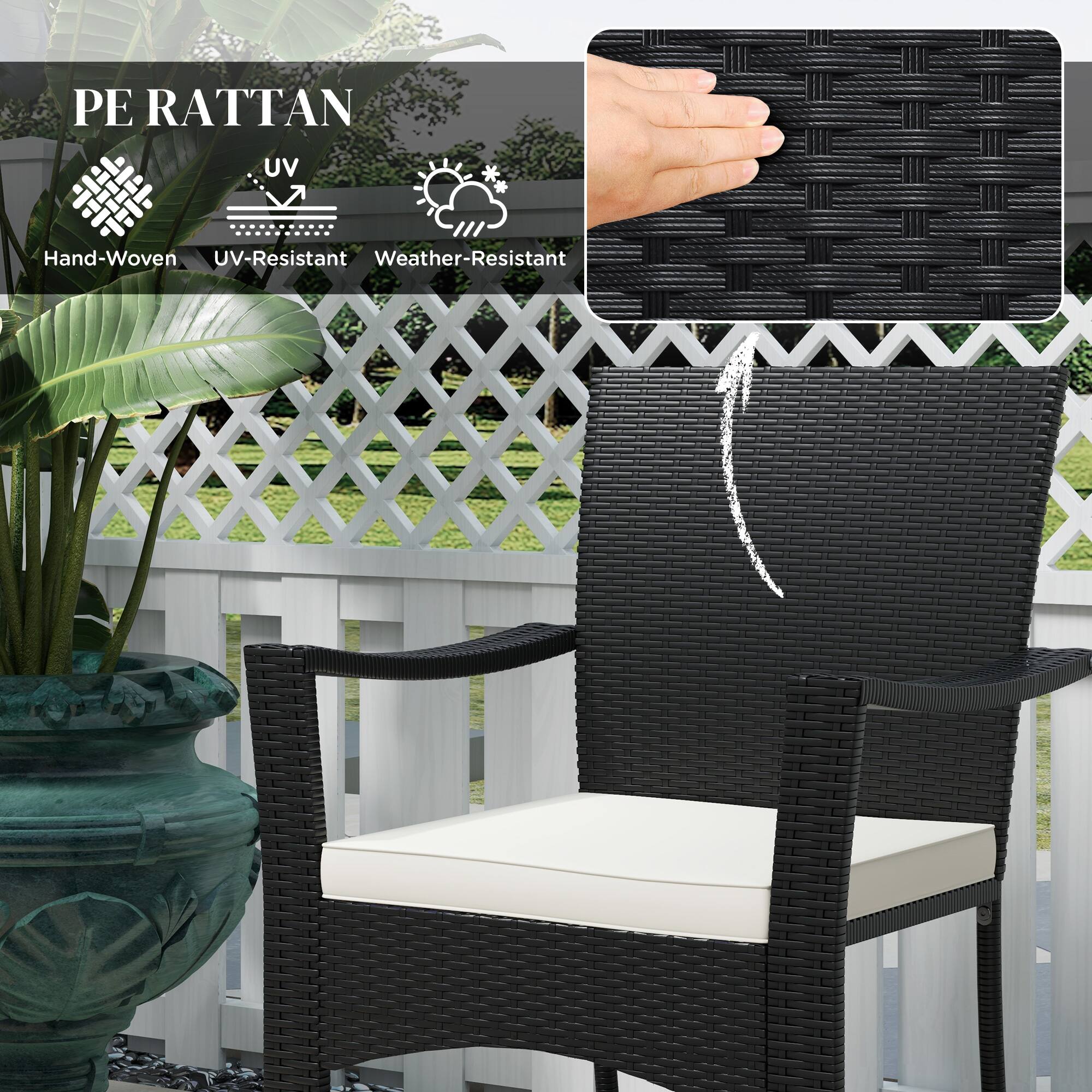 PE RATTAN, Hand-Woven, UV-Resistant, Weather-Resistant