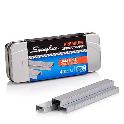 Swingline
PREMIUM OPTIMA™ STAPLES
JAM FREE GUARANTEED*
40 SHEET
3,750 STAPLES