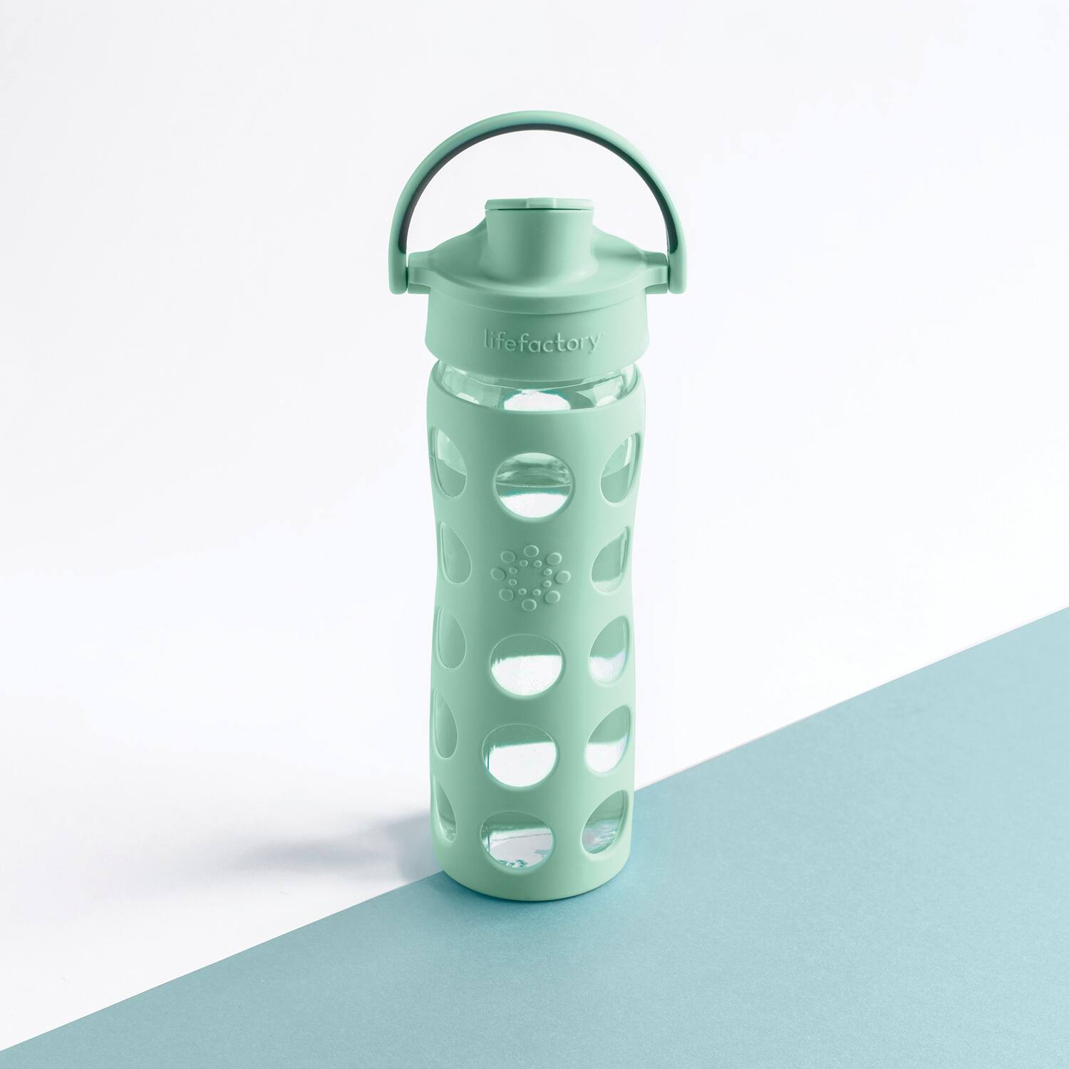 Alt View 1. Lifefactory - Lifefactory Lg4321mmi4 22-oz. Glass Water Bottle With Active Flip Cap And Protective Silicone Sleeve (mint) - green.