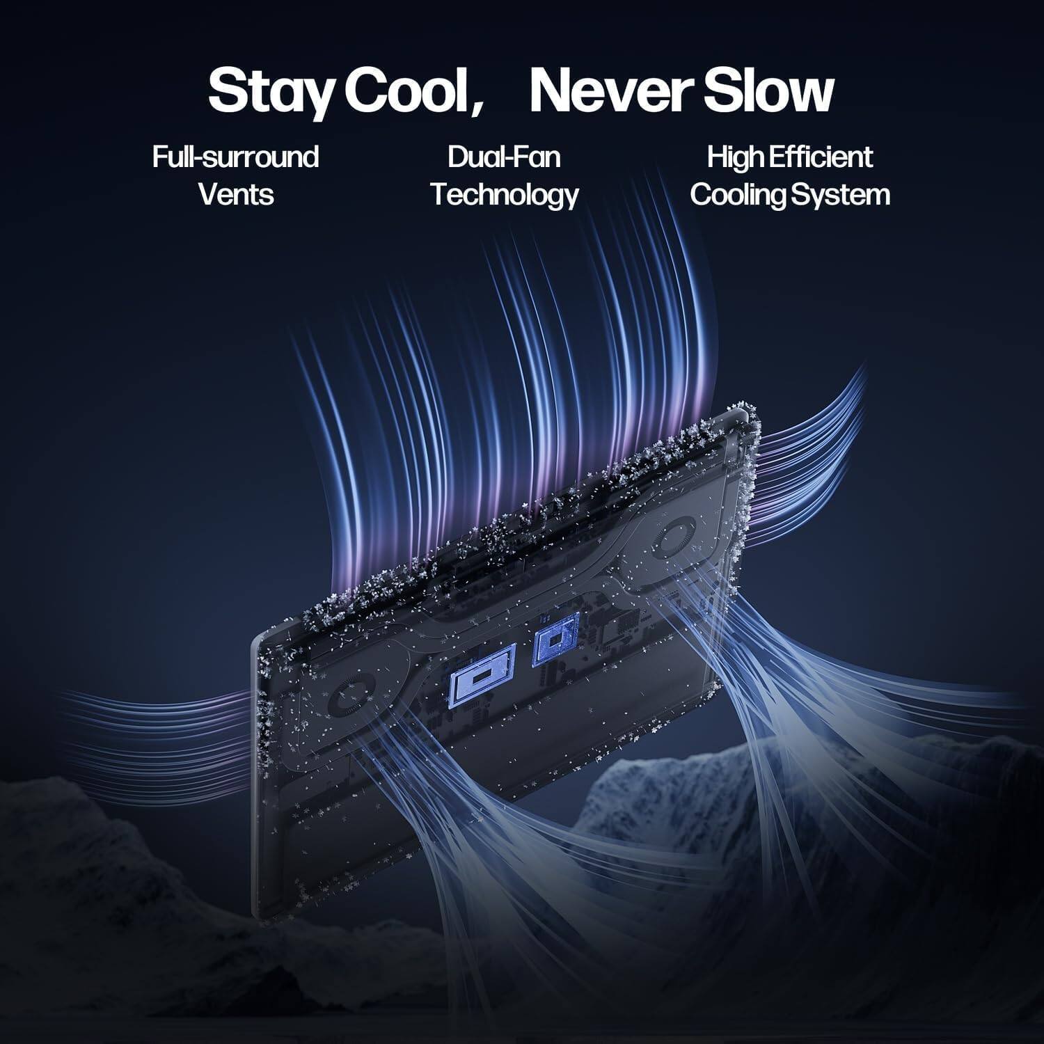 Stay Cool, Never Slow

Full-surround Dual-Fan High Efficient Vents Technology Cooling System