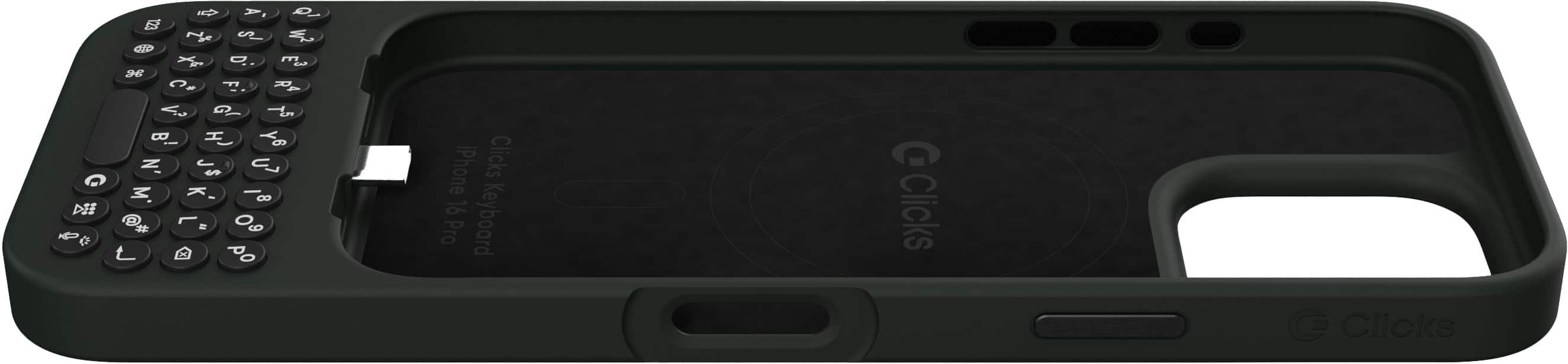 The text on the image reads: "iPhone Clicks 16 Pro Keyboard Clicks G Clicks."